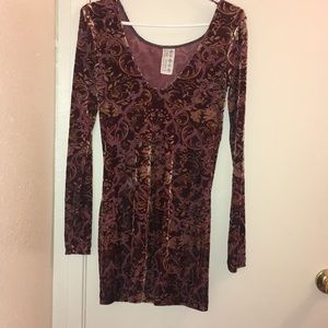 Free People mini sheer/velvet dress